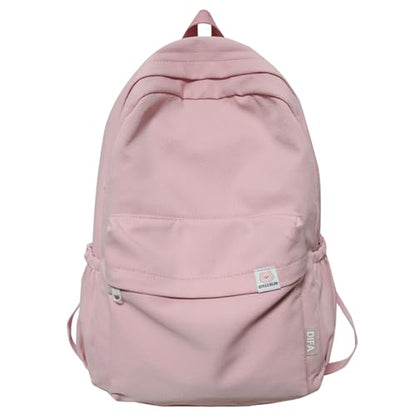 Cute Aesthetic Backpack Y2K Simple Solid Color Kawaii Backpacks Travel Laptop Backpack (Pink) - color: Pink