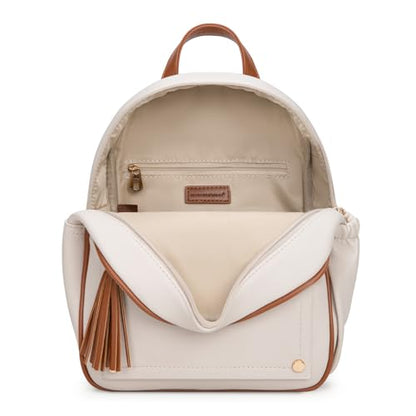 Montana West Mini Cute Backpack for Girls Anti Theft Backpack with Secured Zipper and Tassel - color: Mini Beige & Brown