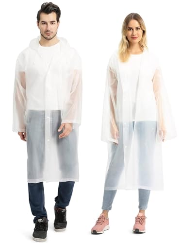 Opret Portable EVA Rain Ponchos with Hoods 2 Pack for Adults - color: 2pcs, White