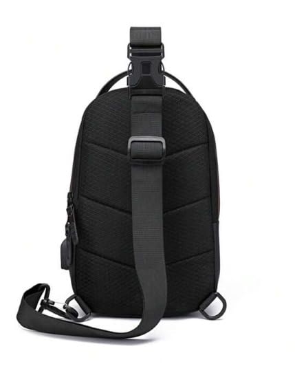 Waterproof Polyester Slim Unisex Crossbody Sling Bag Chest Backpack Men's Shoulder Bag, Leisure Travel Handbag, Hard Shell Anti-Theft Chest Bag, Black&Golden, Standard, Retro - color: Black&golden