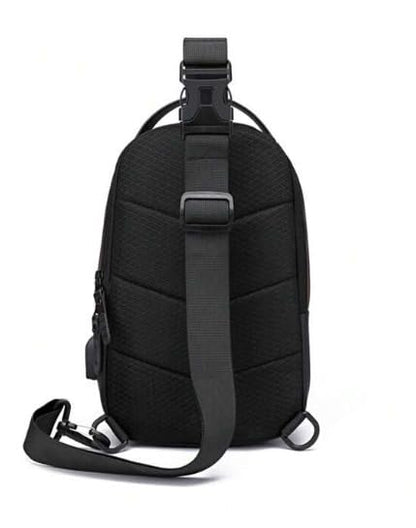 Waterproof Polyester Slim Unisex Crossbody Sling Bag Chest Backpack Men's Shoulder Bag, Leisure Travel Handbag, Hard Shell Anti-Theft Chest Bag, Black&Golden, Standard, Retro - color: Black&golden