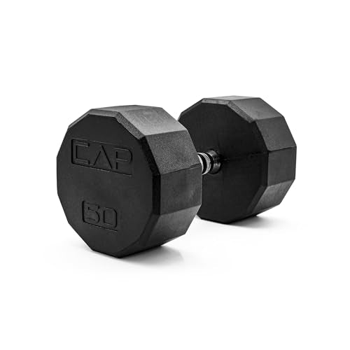 CAP Barbell Coated Hex Dumbbell Weight - Single | 10-120 lbs | Multiple Options - size: 50 lb, style: 12-Sided - Chrome Handle