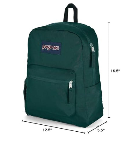 JanSport Cross Town Backpack 17" x 12.5" x 6" - Simple Bag for Everyone with 1 Main Compartment, Front Utility Pocket - Premium Class Accessories - Deep Juniper - color: Deep Juniper