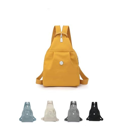 Convertible Mini Backpack for Women – Nylon Chest Bag and Shoulder Daypack with Multiple Pockets, Lightweight & Waterproof (Yellow) - color: Yellow