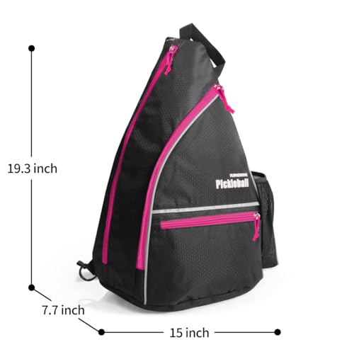 Mangrove Pickleball Bag, Men's & Women's Pickleball Backpack, Adjustable Sling Bag w/Fence Hook/Large Capacity/Safety Pocket - color: Pink