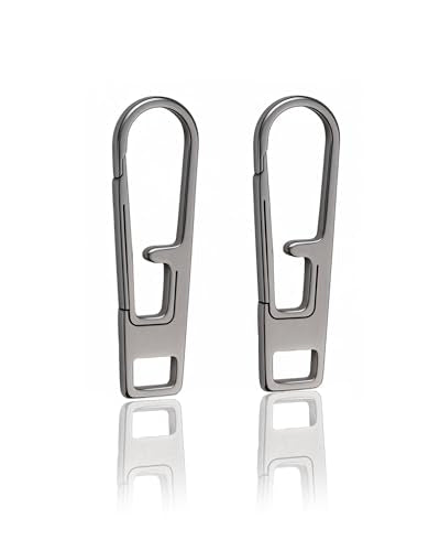 VIPERADE VAT1 Heavy Duty Titanium Zipper Pulls Replacement, Universal Zipper Pull Tab Repair Kit for Jackets, Coats, Suitcases, Luggage, Backpacks, Handbags and EDC Pouches - color: 2 Polished, size: 1.65" × 0.35"