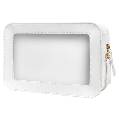 LETGO Clear Makeup Bags, TSA Approved Toiletry Bag with Zipper, Clear Makeup Organizer Fit Carry-on Travel Essentials,Clear Cosmetic Bags for Women Men (C-Beige) - color: C-Beige