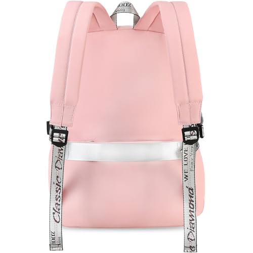 Spotted Tiger School Backpack for Girls Backpack with Lunch Box Backpacks for Teen Girl Backpacks School Bag Bookbag (Pink 2) - color: Pink 2
