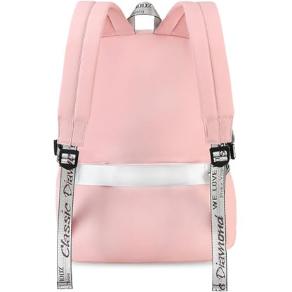 Spotted Tiger School Backpack for Girls Backpack with Lunch Box Backpacks for Teen Girl Backpacks School Bag Bookbag (Pink 2) - color: Pink 2