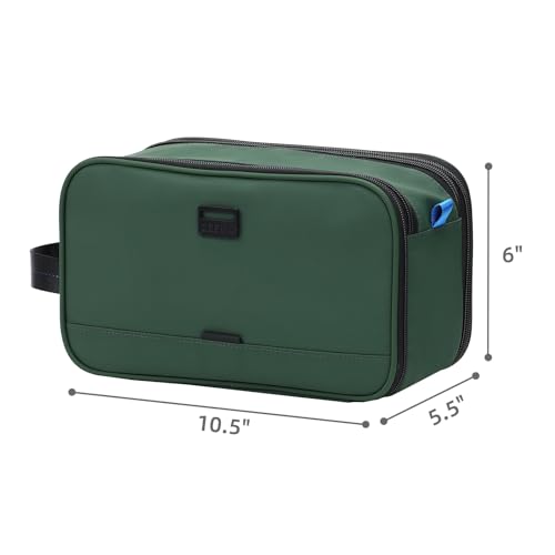 ZEEMO Travel Toiletry Bag for Men, Medium Water-Resistant Double-Sided Full-Open Dopp Kit, Versatile Organizer for Shower and Hygiene Accessories, Bathroom Essentials, Cosmetics, Green | double-sided storage and water-resistant fabric for travel essential