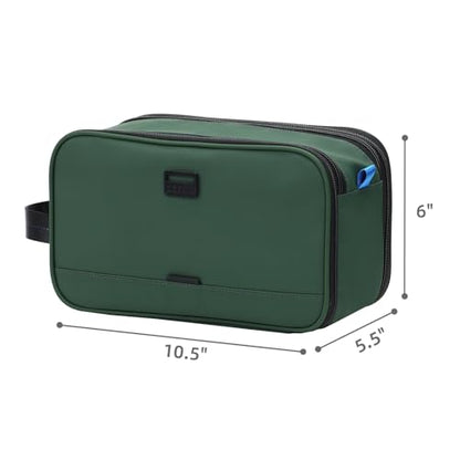 ZEEMO Travel Toiletry Bag for Men, Medium Water-Resistant Double-Sided Full-Open Dopp Kit, Versatile Organizer for Shower and Hygiene Accessories, Bathroom Essentials, Cosmetics, Green | double-sided storage and water-resistant fabric for travel essential