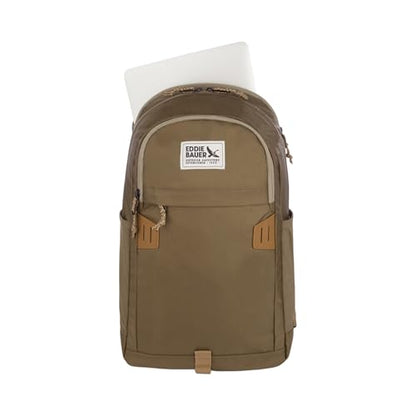 Eddie Bauer University Backpack 26L | Everyday Carry | Work | Travel | Commuter | Padded Laptop Sleeve | Stretch Bottle Pockets | Lightweight | Durable - Adler Green - color: University - Adler Green, size: 26L