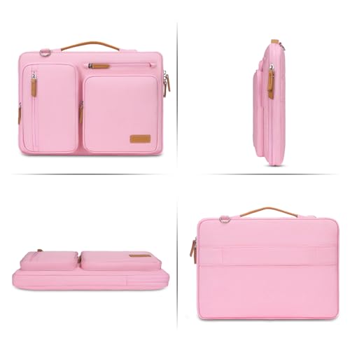 MOSISO 360 Protective Laptop Shoulder Bag,15-15.6 inch Computer Bags Compatible with MacBook Pro 16 inch, HP, Dell, Lenovo, Asus Notebook,Side Open Messenger Bag with 4 Zipper Pockets, Pink - color: Pink, size: 16 inch