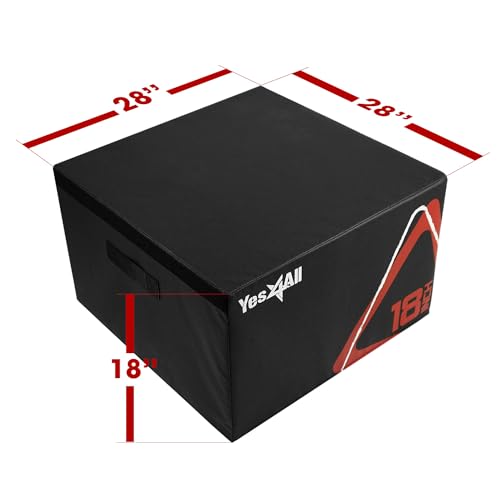 Yes4All Adjustable Soft Plyo Box, Jumping Trainer - For Plyometric Exercises and Conditioning, Multiple Height Variations - color: C. Black - 18"