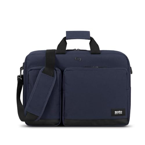 Solo New York Hybrid Briefcase Backpack - Laptop Carrying Bag for Women & Men, Fits 15.6" Computer, Adjustable - Duane, Black - color: Navy