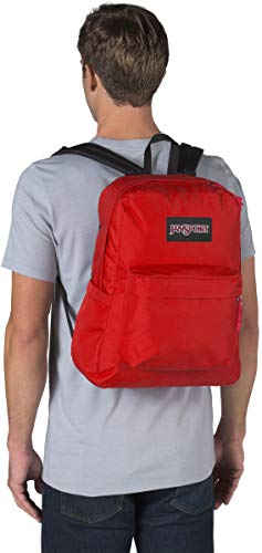 JanSport SuperBreak Plus Backpack with Padded 15-inch Laptop Sleeve and Integrated Bottle Pocket - Spacious and Durable Daypack for Work and Travel - Red Tape - color: Red Tape