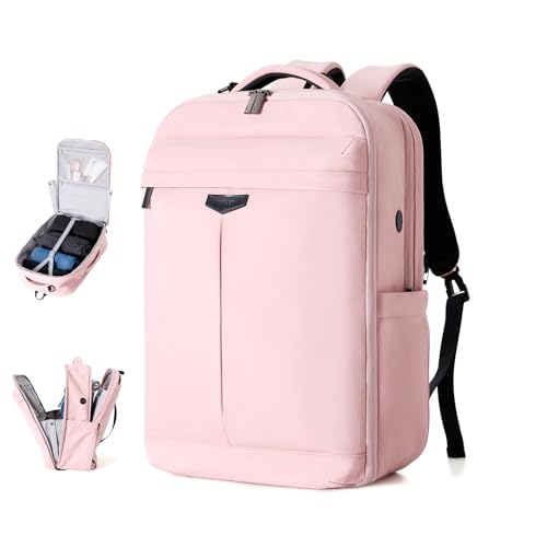 Timeet Travel Backpack for Women Men, 32L 4 In 1 Carry on Luggage Backpack, TSA Friendly Flight Approved 17 Inch Laptop Backpack, Waterproof Travel Bag for Work School Camping Hiking, Dusty Pink - color: Dusty Pink