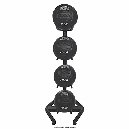 Champion Sports Rhino Promax Wall Balls - Soft Shell Non-Slip Grip for Weightlifting, Plyometrics, Cross Training, & Home Gym - style: U-Ring Double Storage Tree