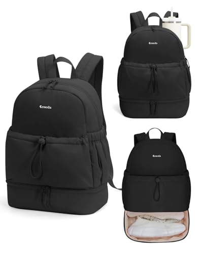 Ceneda Gym Backpack for Women, Cute Gym Bag with Shoe Compartment, Wet Pocket & Tumbler Strap, Puffer Dance Cheer Backpack - color: Black, style: Puffer