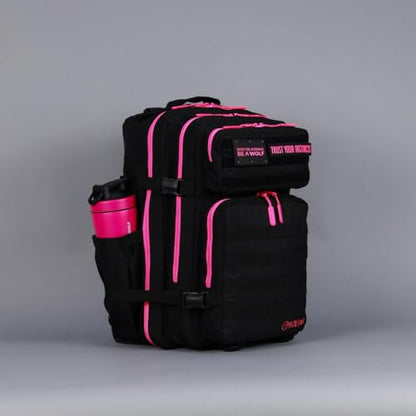 WOLFpak 45L Athletic Gym Backpack (Neon Pink) Durable 1000D Waterproof Oxford Material with MOLLE Webbing, Laptop Pocket & Dual Cup Holders, Durable Fitness/Travel/Military Daypack - color: Neon Pink