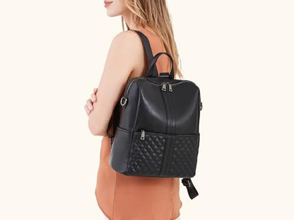 sqlp Fashion Backpack Purse for Women Faux Leather Ladies Handbags - color: Black, size: Medium