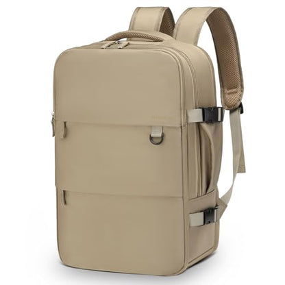 Travel Backpack for Men Women, 35L Laptop Backpack W/Shoe Compartment, Water Resistant Flight Approved Fits 15.6-inch Laptop, Khaki - color: Khaki