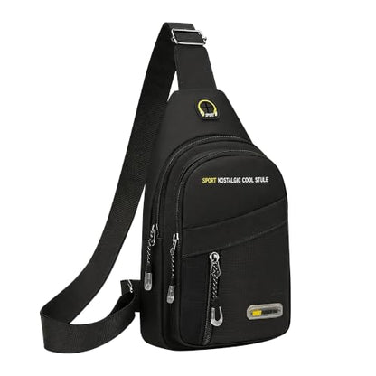 Waterproof Sling Bag for Men Women,Lightweight Crossbody Small Backpack,Shoulder Chest Bag for Travel Hiking - color: Black