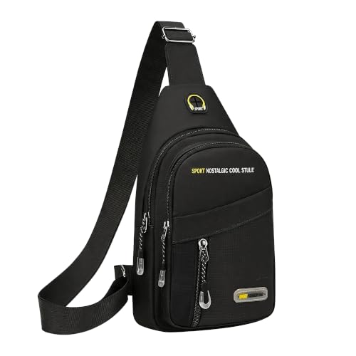 Waterproof Sling Bag for Men Women,Lightweight Crossbody Small Backpack,Shoulder Chest Bag for Travel Hiking - color: Black