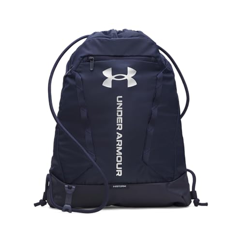 Under Armour Unisex Hustle Sackpack, (410) Midnight Navy/Midnight Navy/Metallic Silver, One Size Fits Most - color: (410) Midnight Navy / Midnight Navy / Metallic Silver
