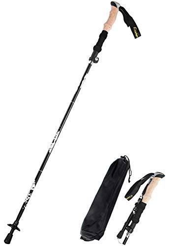 A ALAFEN Aluminum Collapsible Ultralight Travel Trekking Hiking Pole for Men and Women (Fits 5'3" - 6'2") - color: Y_Black