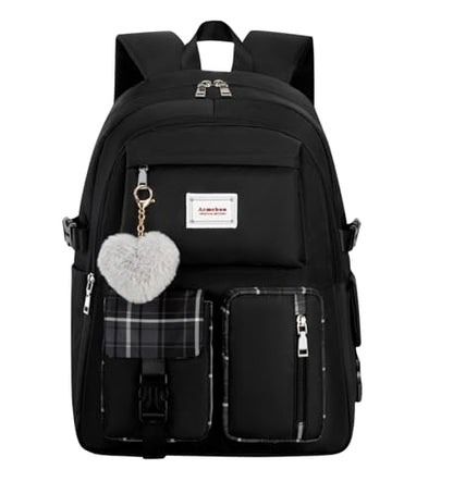 Acmebon Girl Roomy Fashion Laptop Backpack Casual Daily Backpack for Women Black - color: Black