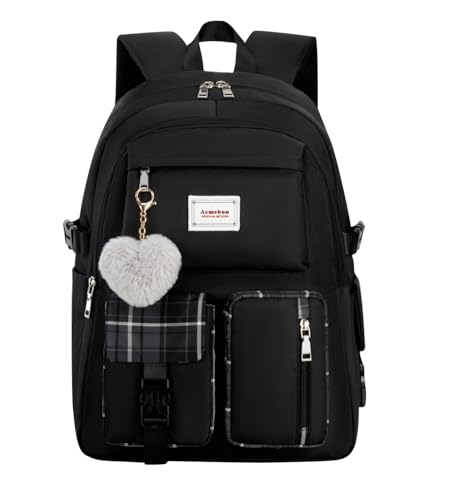 Acmebon Girl Roomy Fashion Laptop Backpack Casual Daily Backpack for Women Black - color: Black