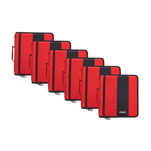 Case-it Classic Zipper Binder | 2-Inch O-Rings, 350 Sheet Capacity, Multiple Storage Pockets & Shoulder Strap | School & Office Organizer | D-251 Fire Engine Red | 6 Pack - color: B Fire Engine Red, size: 6 Pack