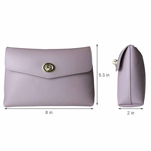 Cosmetic Bag Travel Makeup Pouch Travel Organizer, Zipper Pouch Bags for Women Vegan Leather (No Text, Purple) - color: Purple