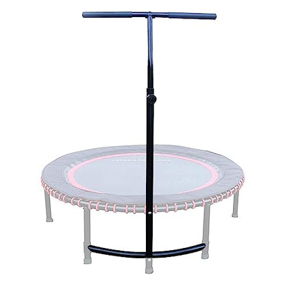 LEAPS & REBOUNDS 48" Adjustable Stability Bar Attachment with 48" Mini Fitness Trampoline and Home Gym Rebounder for Cardio Exercises, Blue