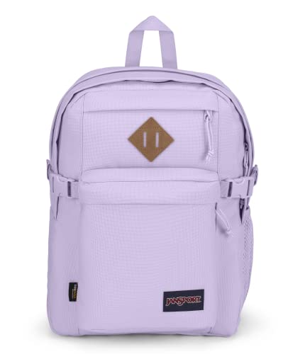 JanSport Main Campus FX Backpack - Travel or Work Bag w 15-Inch Laptop Pack with Leather Trim, Pastel Lilac - color: Pastel Lilac