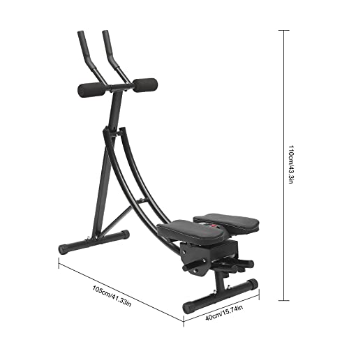 Ab Machine Abdominal Crunch Core Workout Equipment Foldable Exercise Ab Trainer Machine Coaster Abdominal/Core Fitness All Training Equipment Levels for Home & Gym - size: 41.33*15.74*43.3in Black Rotation Cushion