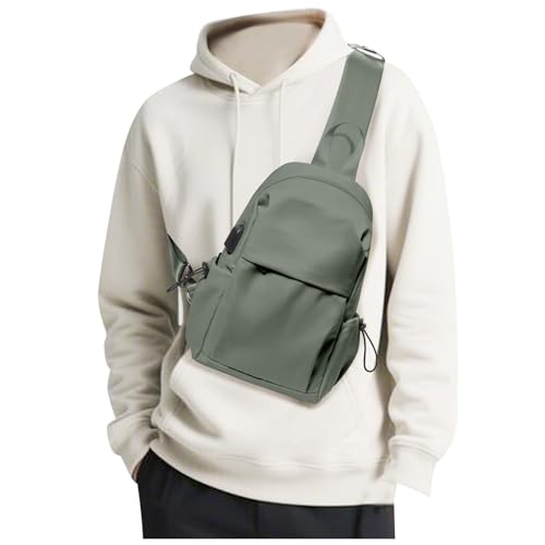 SEAFEW Green Sling Crossbody Backpack Shoulder Bag for Men Women - Small One Strap Sling Bag Fanny Pack Daypack, Waterproof Nylon Chest Bag for Motorcycle Hiking Travel Gym Sport - color: Green-small