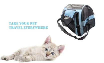 ZaneSun Cat Carrier,Soft-Sided Pet Travel Carrier for Cats,Dogs Puppy Comfort Portable Foldable Pet Bag Airline Approved (Medium-Blue) - color: Medium-Blue