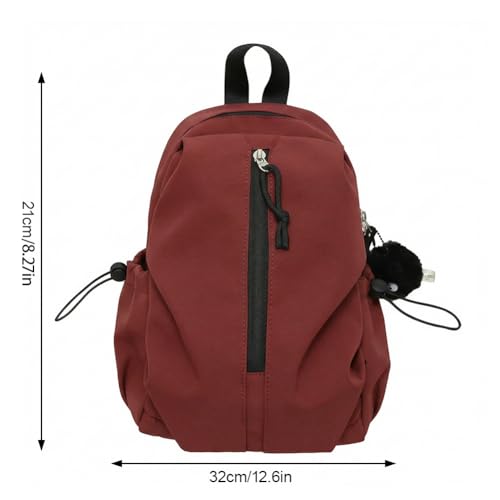 Nylon Waterproof Backpack for Women - Stylish & Lightweight Daypack for Commute, Work & Travel, Red - color: Red