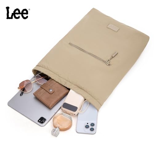 Lee Drawstring Backpack Bag Lightweight Small Gym Swim Beach Bag Water Resistant Sports Sackpack for Men Women, LEE48-002KH - color: Khaki