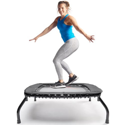 Sunny Health & Fitness Springless Mini Fitness Trampoline – Premium Adjustable Bungee-Style Indoor/Outdoor Exercise Rebounder for Quieter and Safer Workouts - size: 40 Inch