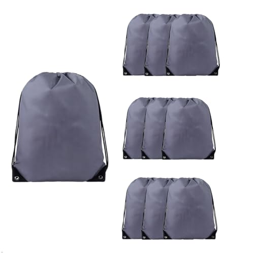Drawstring Backpacks,10 Pack — Lightweight Drawstring Bags, Gym Sack for Sports, Daily Use & Travel (10, Grey) - color: Grey