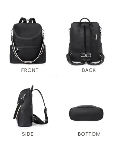 CLUCI Womens Backpack Purse PU Leather Anti-theft Fashion Designer Travel Bag Ladies Shoulder Bags | Purse - color: Top Zip-y Black(2pc)