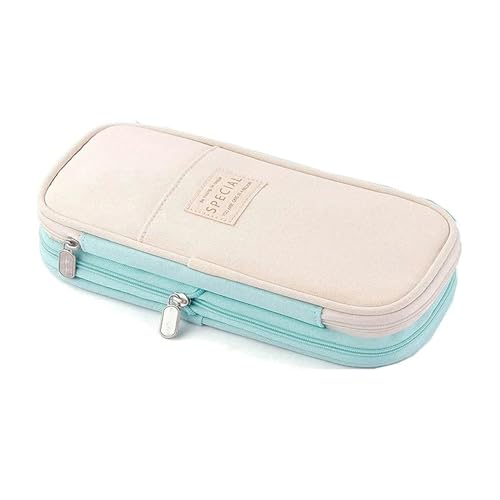 Arnuixty Large Storage Pencil Case Pen Bag with Zipper Big Capacity Pouch Organizer for Office Travel Holder Box - color: Green