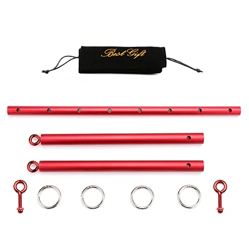 2026 Upgraded Heavy Duty Expandable Spreader Bar – Adjustable PU Straps for Pilates, Yoga - style: Red+Black