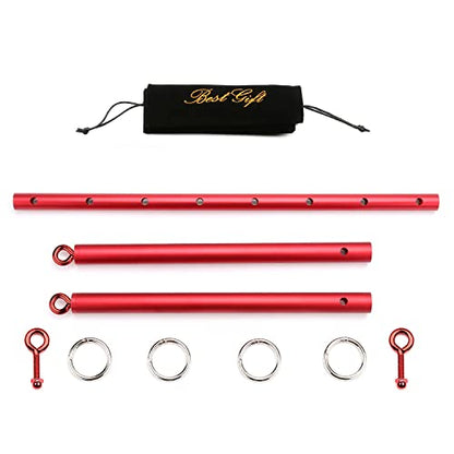 2026 Upgraded Heavy Duty Expandable Spreader Bar – Adjustable PU Straps for Pilates, Yoga - style: Red+Black