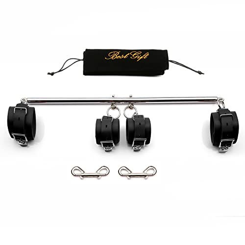 2026 Upgraded Heavy Duty Expandable Spreader Bar – Adjustable PU Straps for Pilates, Yoga - style: Silver+Black