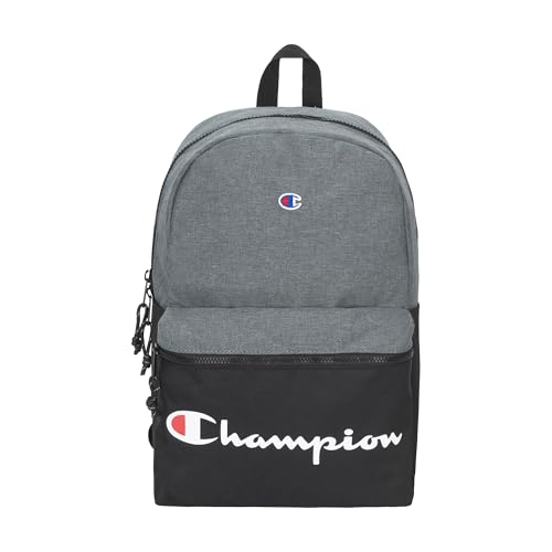 Champion Manuscript Backpack with Padded Adjustable Straps, Water Bottle Pocket for Work, Travel, Daily Use - color: Heather Grey