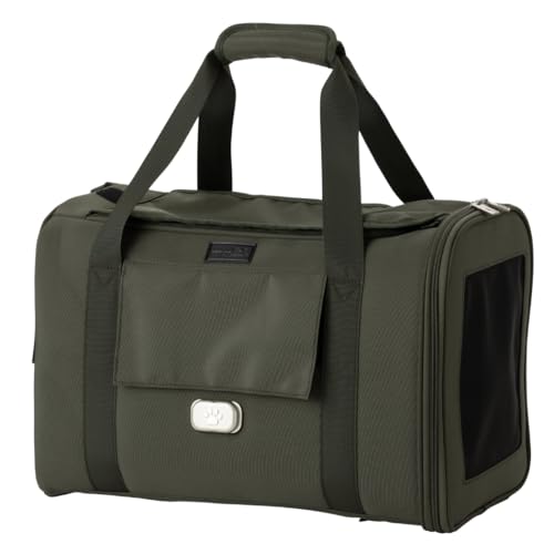 PETiCO NOA 3003 Airline Approved Pet Carrier - Pet Duffle Bag for Small Dogs & Cats Under 15 lbs, Sturdy & Machine Washable with Magnetic Snaps, Medium Size, Khaki - color: Khaki, size: Medium